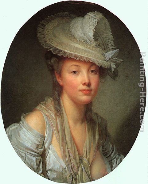 Young Woman in a White Hat painting - Jean Baptiste Greuze Young Woman in a White Hat art painting